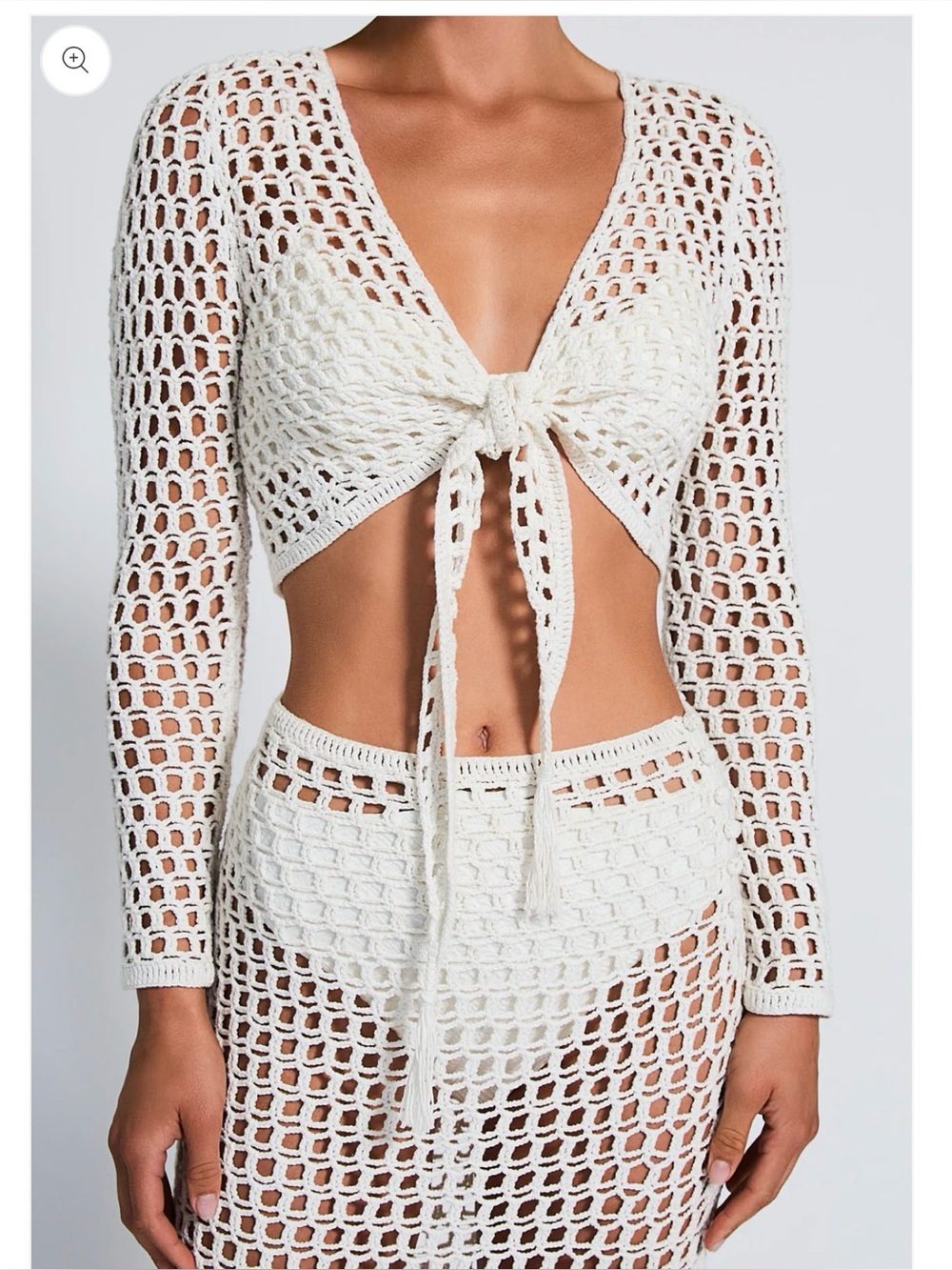 DEVON WINDSOR White Crochet Two-Piece Swim Cover-Up Set